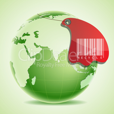 globe with barcode
