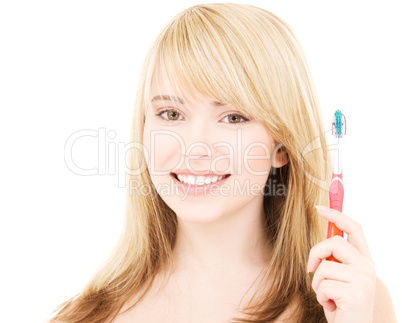 happy girl with toothbrush