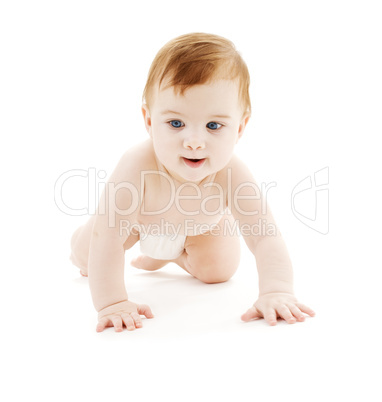 crawling baby boy in diaper