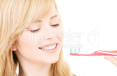 happy girl with toothbrush