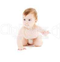 crawling baby boy in diaper