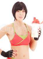 fitness instructor with protein shake