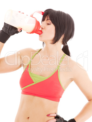 fitness instructor with protein shake