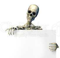 skeleton with blank sign edge