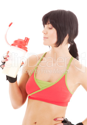 fitness instructor with protein shake