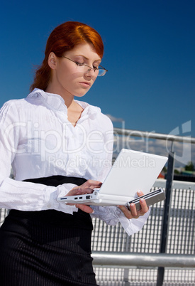 businesswoman with laptop computer