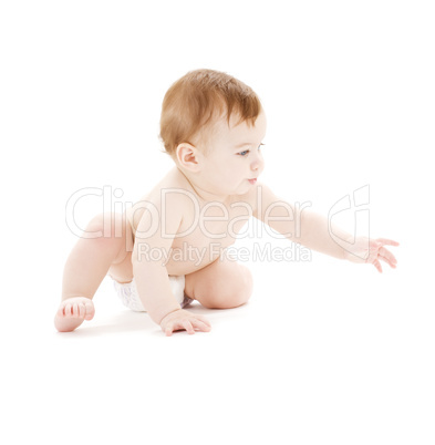 crawling baby boy in diaper