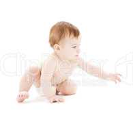 crawling baby boy in diaper