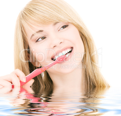 happy girl with toothbrush