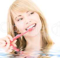 happy girl with toothbrush