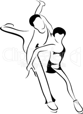 illustration of line art skating couple