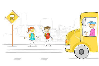 kids at bus stop