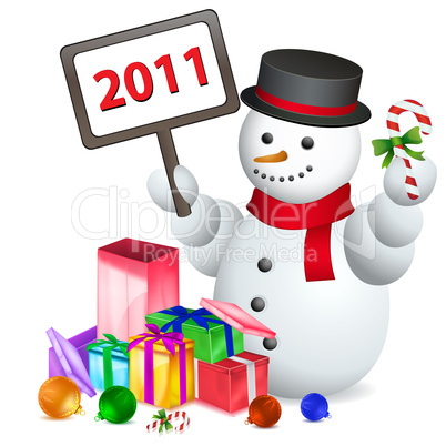 snowman welcoming new year