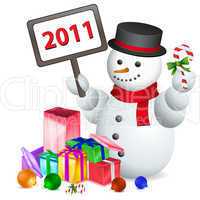 snowman welcoming new year