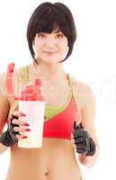 fitness instructor with protein shake