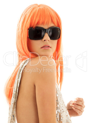 girl in shades with orange hair