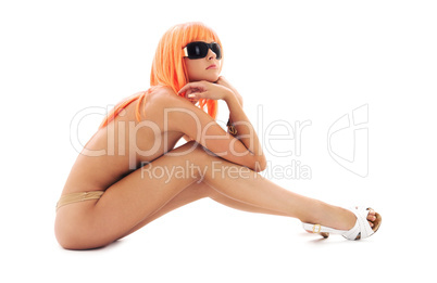 girl in shades with orange hair