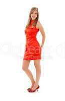 lovely girl in red dress