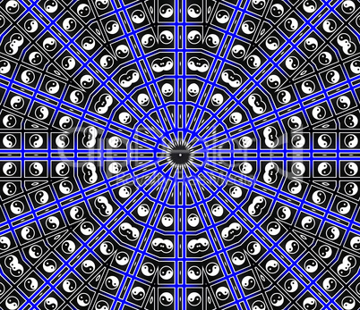 Blue Center Point Mandala - YinYang Style