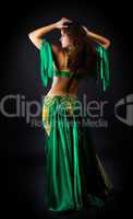 beauty woman dance in green costume