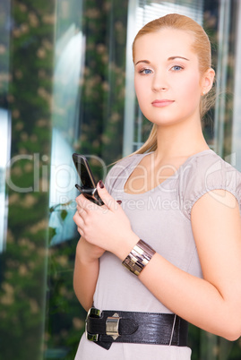 lovely woman with cell phone