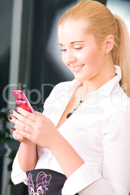 lovely woman with cell phone