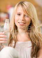 lovely teenage girl with bottle of water