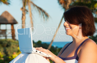 lovely woman with laptop computer