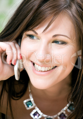 woman with white phone