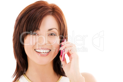 happy woman with cell phone