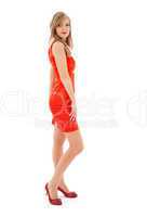 lovely girl in red dress