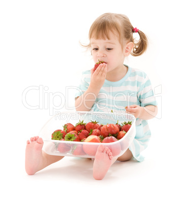 little girl with strawberry