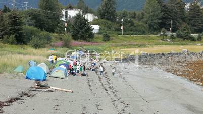 Teenager camp on beach Alaska P HD 0058