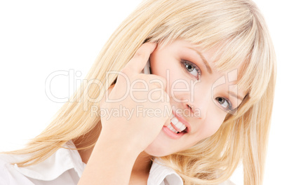 happy woman with cell phone