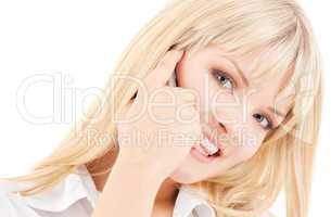 happy woman with cell phone