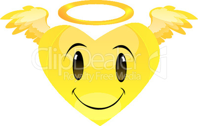 smiley angel heart with white bckground