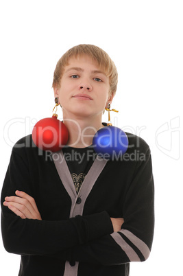 teenager with christmas decoration