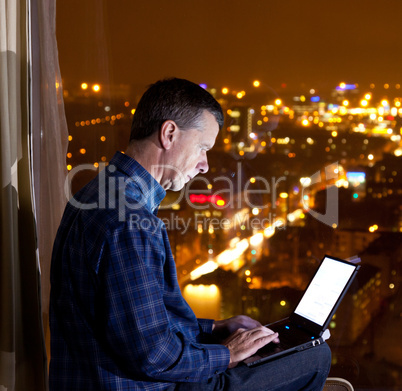 Man looking over city