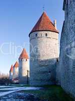 Four towers of town wall of Tallinn