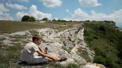 boy in mountains