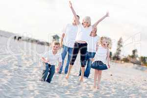 Happy Sibling Children Jumping for Joy