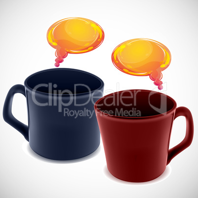 coffee mugs with dialogue bubble