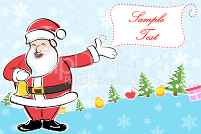cheerful christmas card with santa