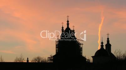 Restored Church Against the Sunset Sky