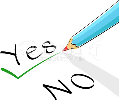 voting with pencil on white background
