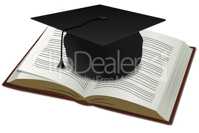 doctorate cap with book