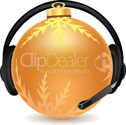 headphone with christmas ball