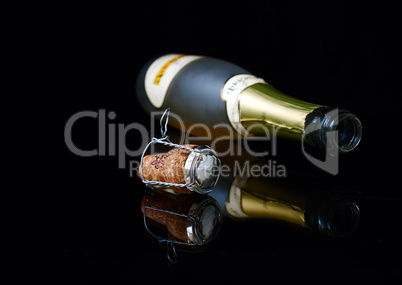 Closeup bottle, drop and cork