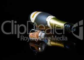 Closeup bottle, drop and cork