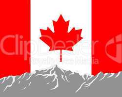 Gebirge mit Fahne von Kanada